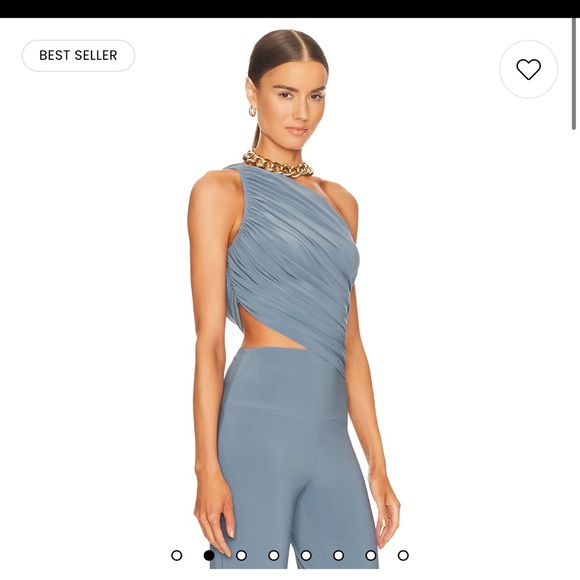 NORMA KAMALI DIANA TOP SOFT BLUE XS NEW WITH TAGS - Picture 3 of 6